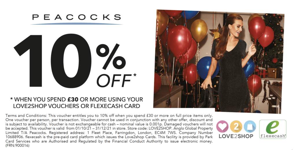 10 off when you spend £30 or more at Peacocks