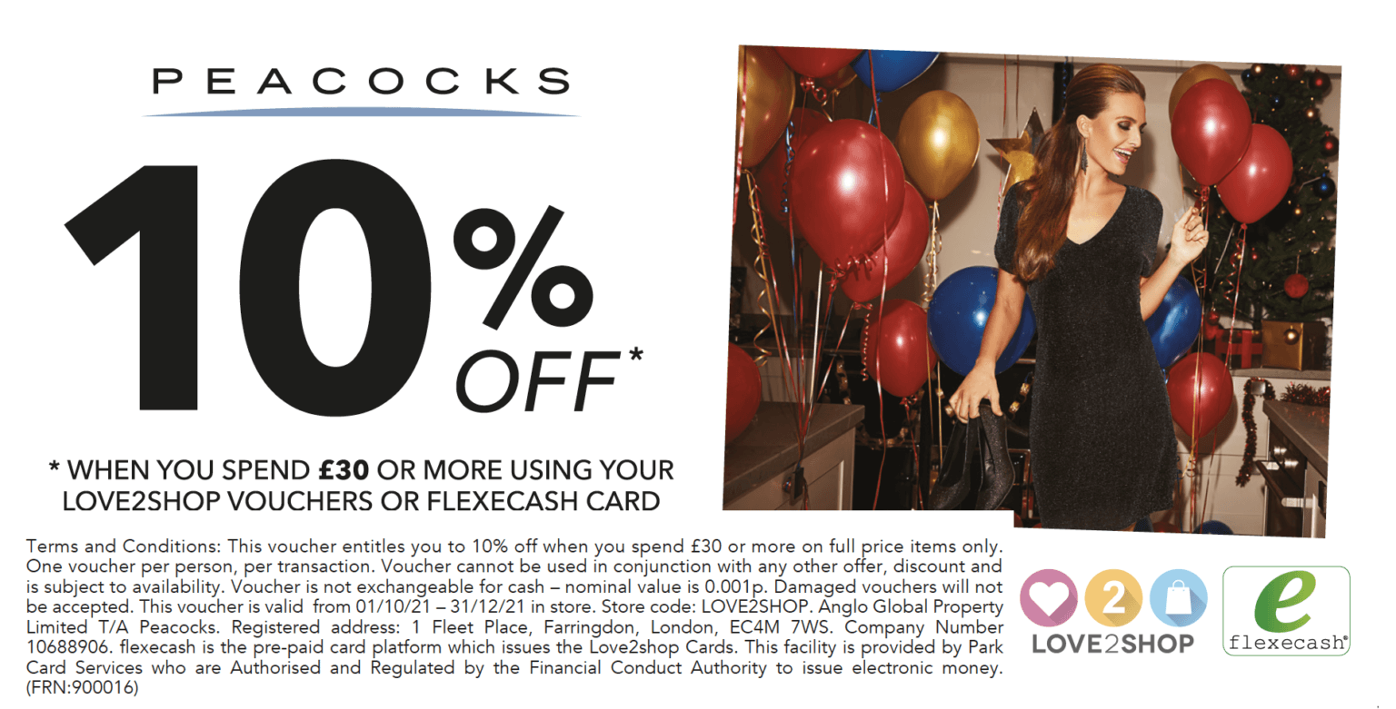 10 off when you spend £30 or more at Peacocks